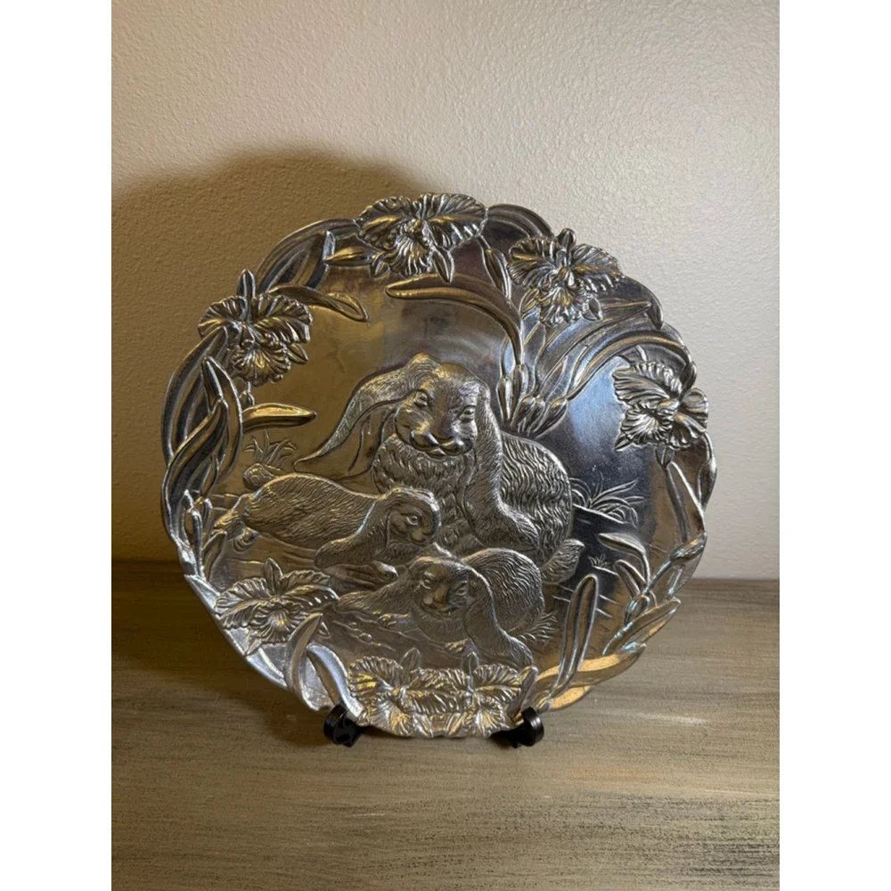 Arthur Court Serving Tray Lop Ear Bunny Rabbit Round 12.5